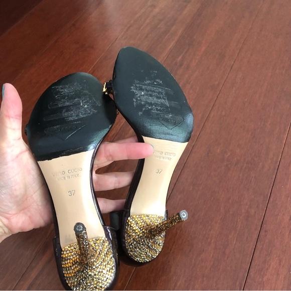 Francesco Secco ombre ,orange ,yellow diamond embellished peep toe pumps sandals - Picture 9 of 17